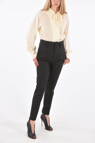 district check virgin wool LISATO high-rise waist straight pants