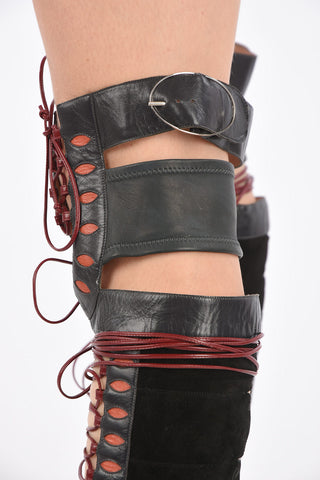 11cm suede leather Point Toe Over-the-knee lace up boots