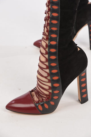 11cm suede leather Point Toe Over-the-knee lace up boots