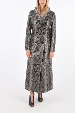Snake-print ecoleather double breasted SASHA Chesterfield coat
