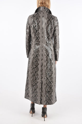 Snake-print ecoleather double breasted SASHA Chesterfield coat