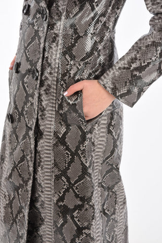 Snake-print ecoleather double breasted SASHA Chesterfield coat