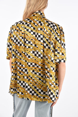 Short Sleeve Tie Neck Blouse