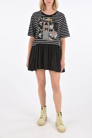Short Sleeve Mini Dress with Jewel Applications