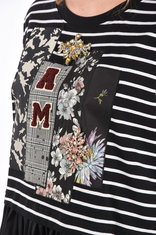 Short Sleeve Mini Dress with Jewel Applications