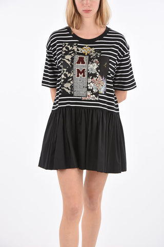 Short Sleeve Mini Dress with Jewel Applications