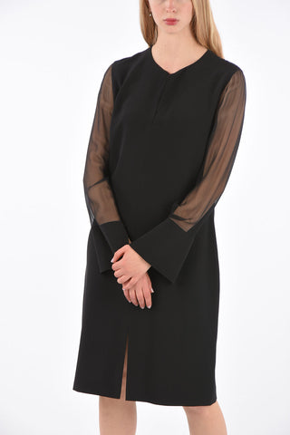 Tulle Sleeve Midi Dress