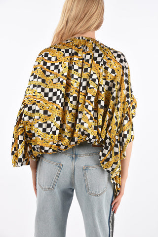 Blusa Tie Neck Stampata