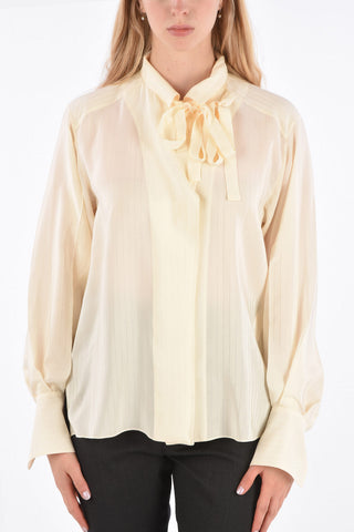 silk tie neck collar blouse
