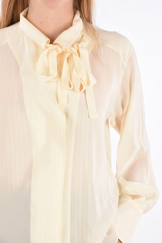 silk tie neck collar blouse