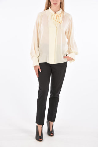 silk tie neck collar blouse