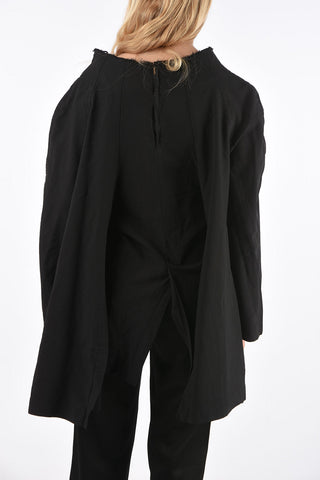 Frayed Hem Unstructured Blouse