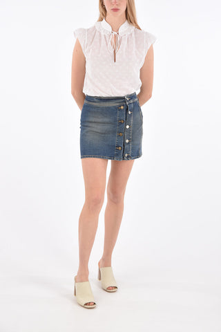 Denim Mini Wrap Skirt