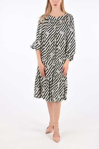 Optical Printed ¾ Sleeve Dress