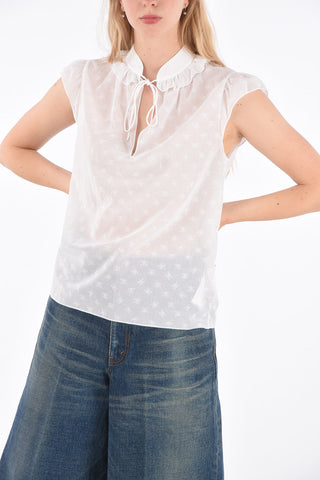 Sleeveless Ruffle Collar Blouse