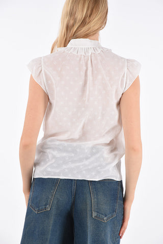 Sleeveless Ruffle Collar Blouse