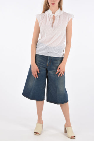 Sleeveless Ruffle Collar Blouse