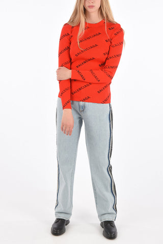 All Over Logoed Slim Fit Sweater