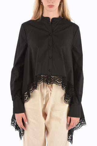 crochet details asymmetric  blouse