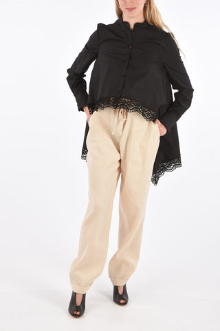 crochet details asymmetric  blouse