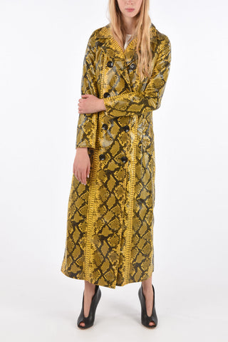 Snake-print ecoleather double breasted SASHA Chesterfield coat