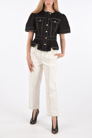 Denim Peplum Hem Blouse