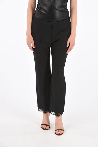High Waist Pants with Lace Hem