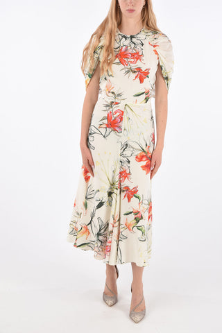 Floral Draped Sleeve Dress