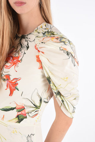 Floral Draped Sleeve Dress