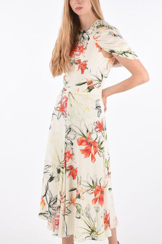 Floral Draped Sleeve Dress