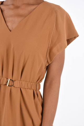 v-neck above knee ROZALIA dress with belt