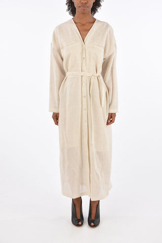 v-neck LONE linen and cotton maxi caftan