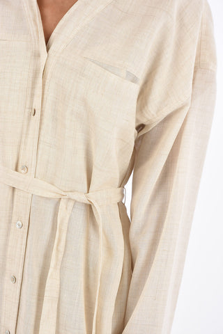 v-neck LONE linen and cotton maxi caftan