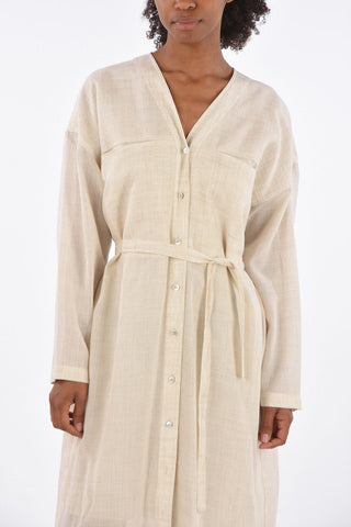 v-neck LONE linen and cotton maxi caftan