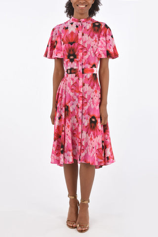 floral-print silk shirtdress
