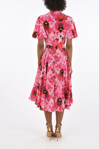 floral-print silk shirtdress