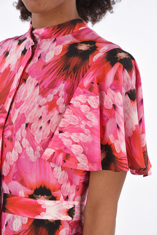 floral-print silk shirtdress
