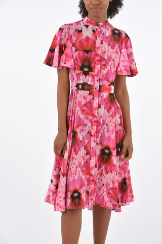 floral-print silk shirtdress