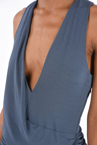 plunging neckline asymmetric bodycon dress
