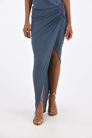 plunging neckline asymmetric bodycon dress