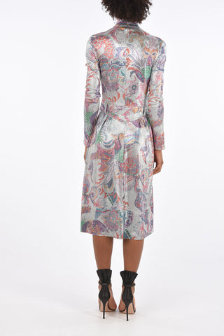 Tie neck lurex midi shirtdress
