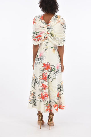 Floral Draped Sleeve Dress