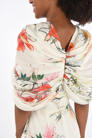 Floral Draped Sleeve Dress