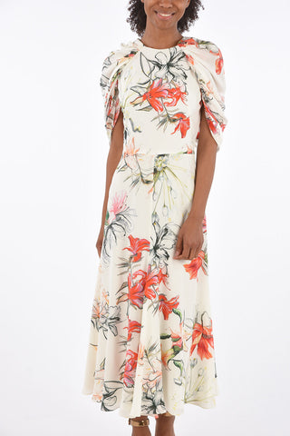 Floral Draped Sleeve Dress