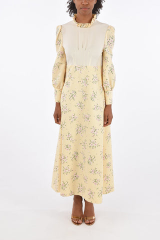 floral-print maxi dress with Ruffle neck