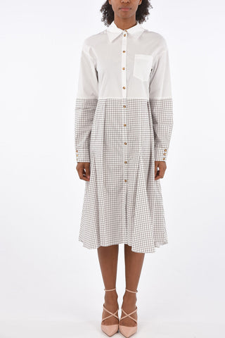 windowpane check ADELMA midi shirtdress