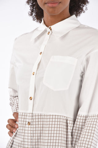 windowpane check ADELMA midi shirtdress