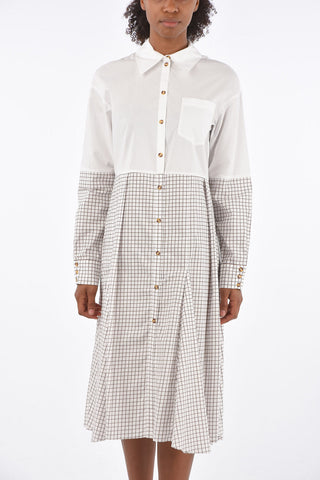 windowpane check ADELMA midi shirtdress