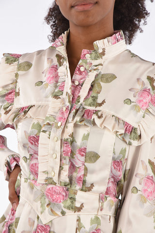 chemisier midi stampa Rose con ruches