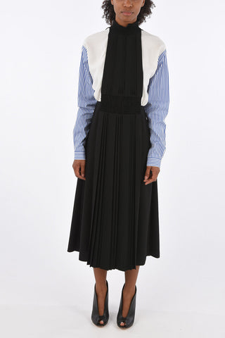 Ruffled neck maxi Accordion dress